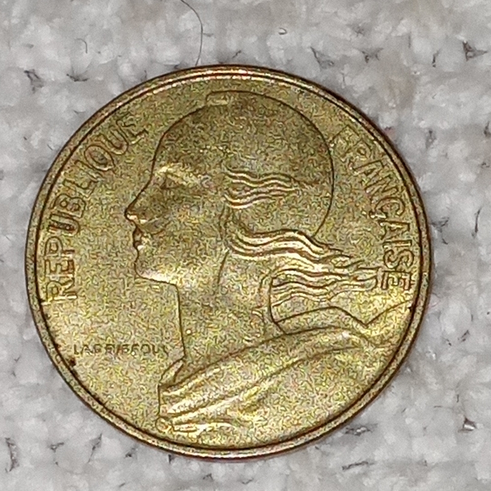 Antique Vintage 1970 France 10 Centimes Coin with Marianne Design
